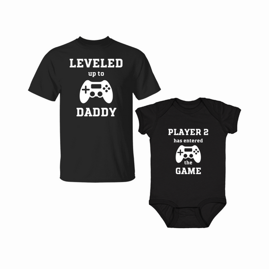 LEVELED UP Leveled Up Dad and Baby Shirts